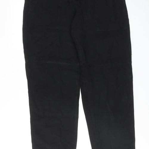 Jigsaw Womens Black Viscose Carrot Trousers Size 14 Regular Zip