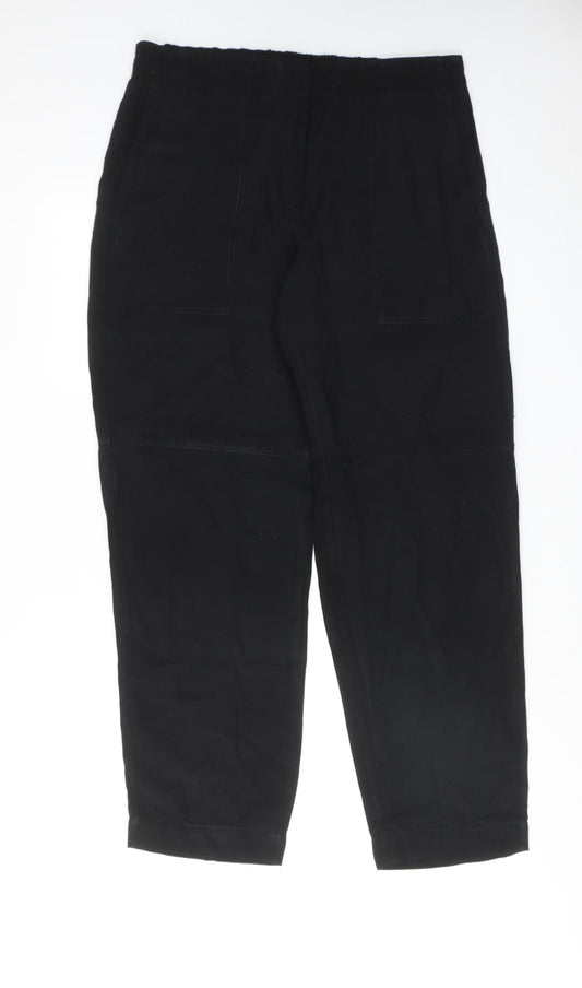 Jigsaw Womens Black Viscose Carrot Trousers Size 14 Regular Zip
