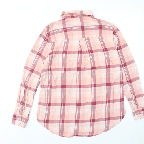 H&M Womens Pink Plaid Cotton Basic Button-Up Size 8 Collared