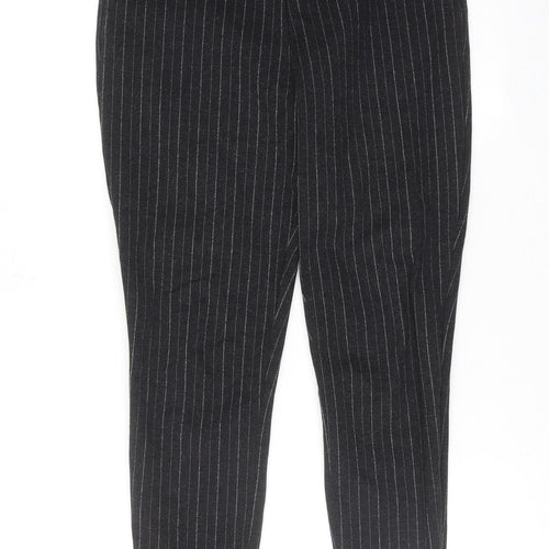 Marks and Spencer Womens Grey Striped Viscose Carrot Trousers Size S Regular Zip