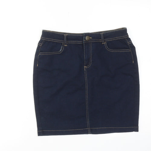 TISSAIA Womens Blue Cotton A-Line Skirt Size 10 Zip