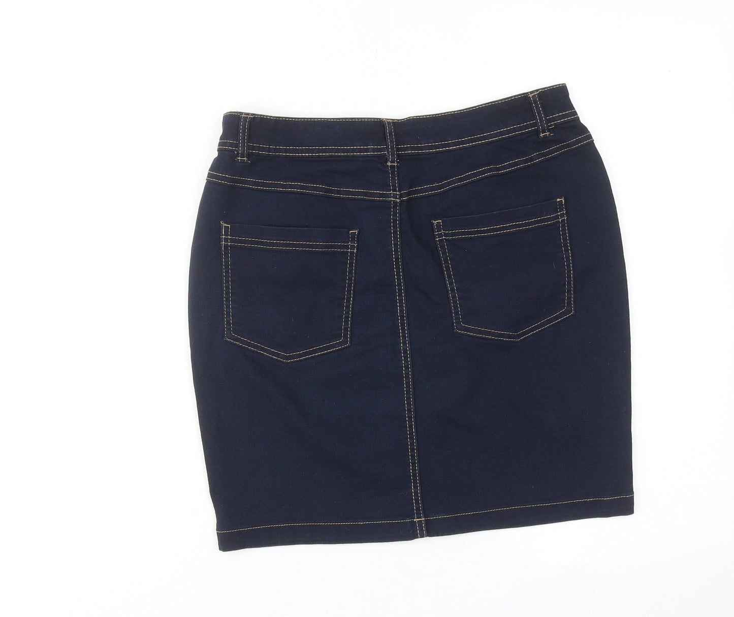 TISSAIA Womens Blue Cotton A-Line Skirt Size 10 Zip