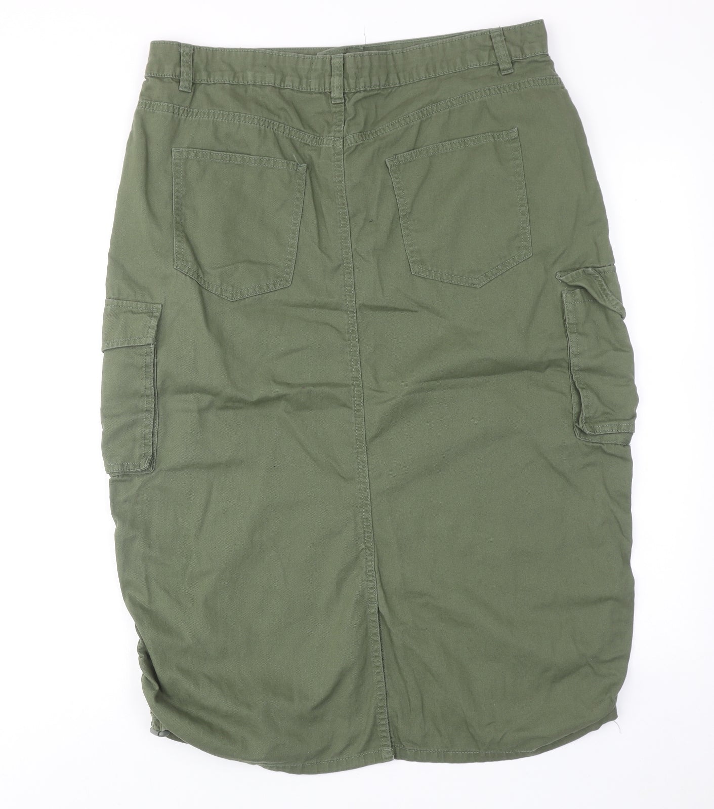 New Look Womens Green Cotton Cargo Skirt Size 16 Zip