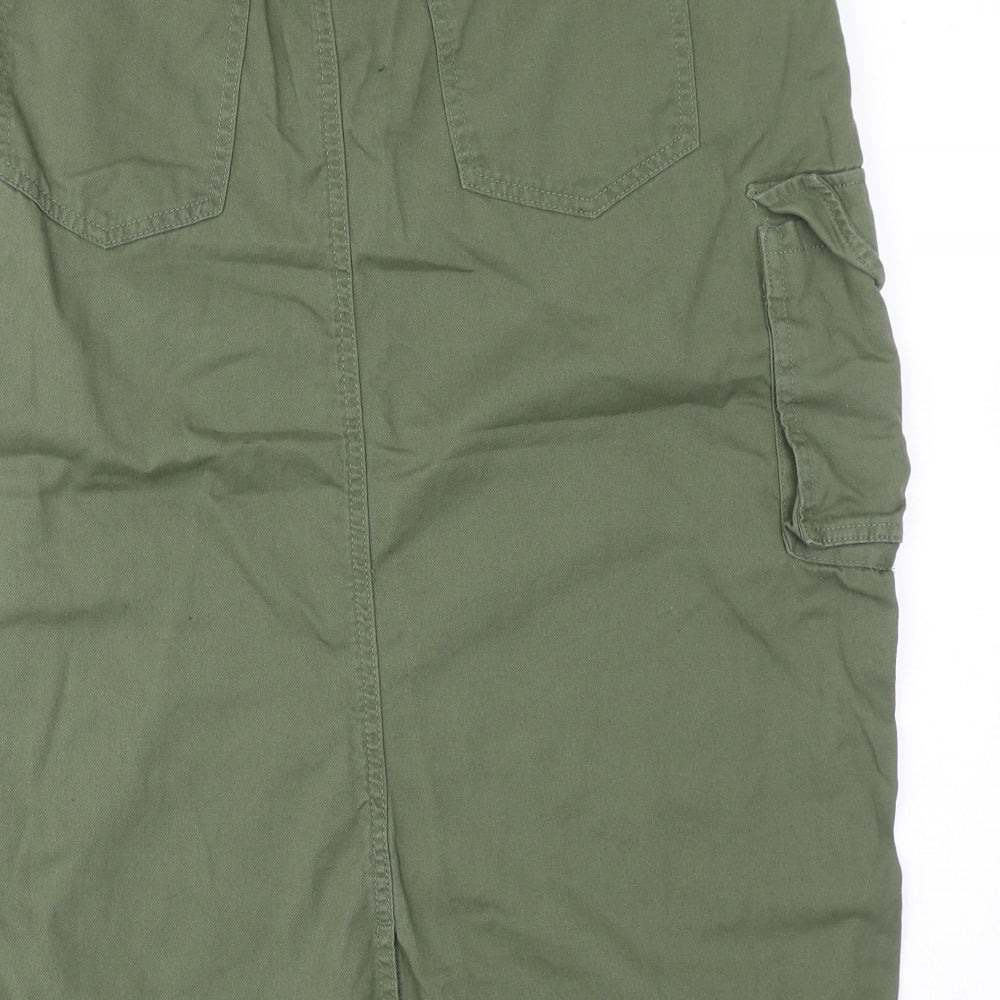 New Look Womens Green Cotton Cargo Skirt Size 16 Zip