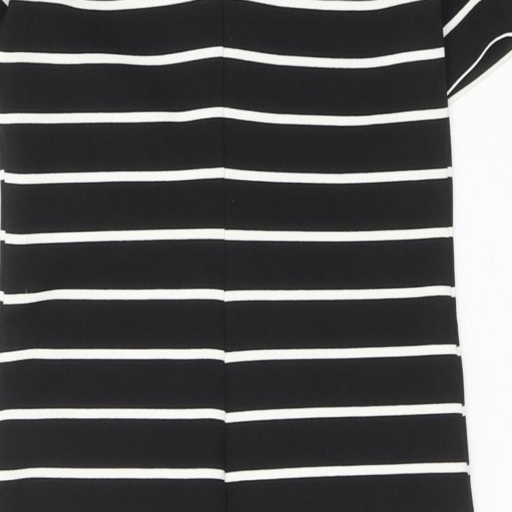 Marks and Spencer Womens Black Striped Polyester T-Shirt Dress Size S Round Neck Pullover