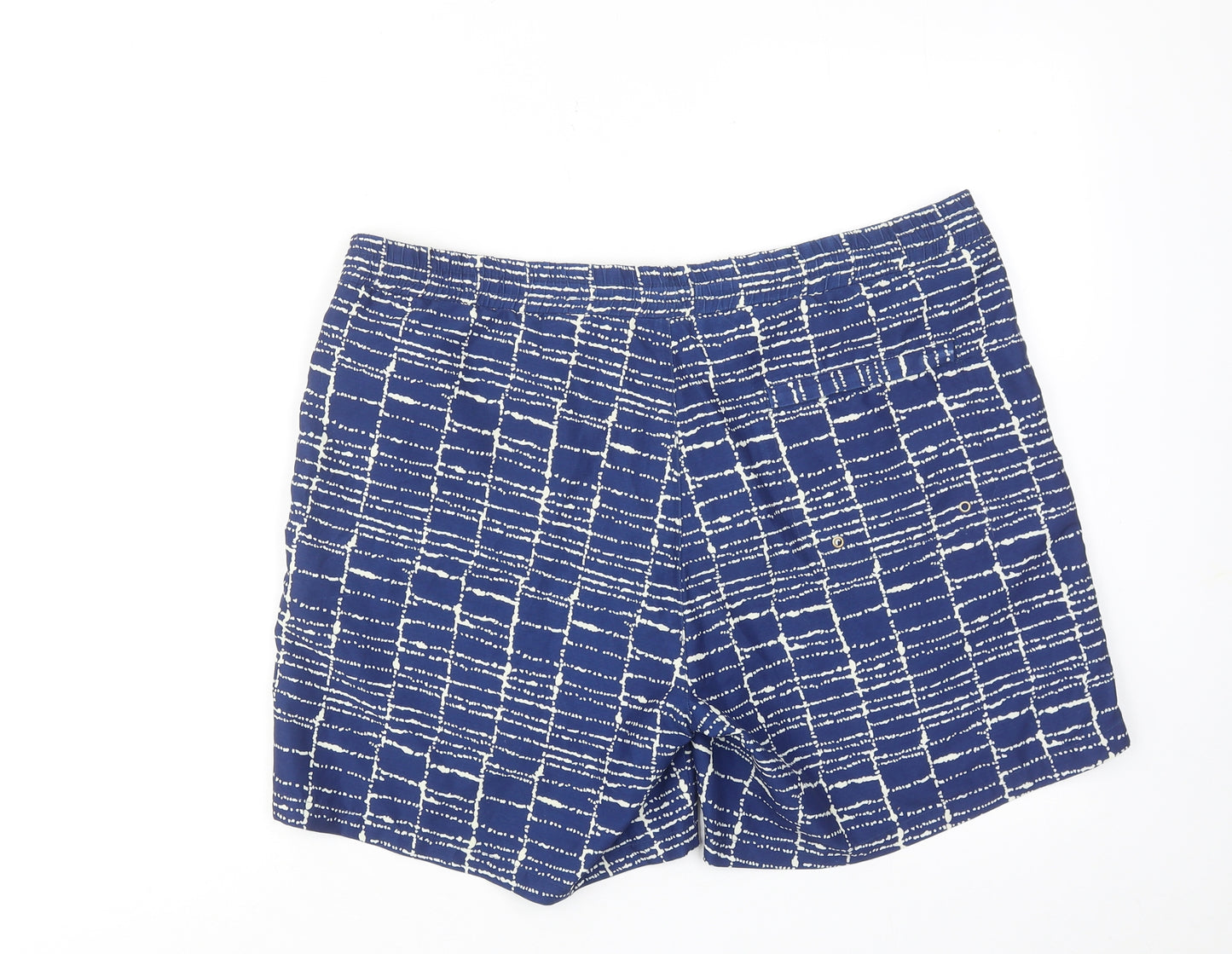 Whistles Mens Blue Geometric Polyester Sweat Shorts Size L Regular Drawstring