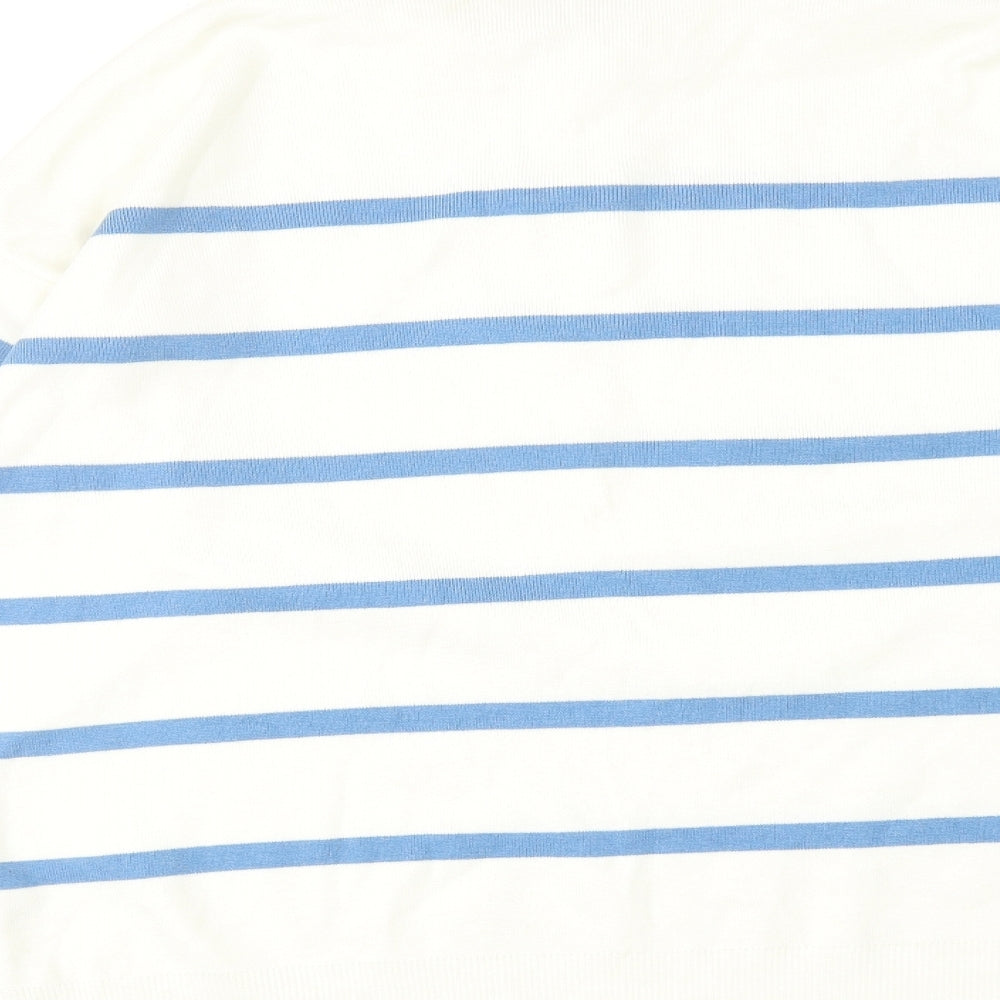 Very Womens White Striped Viscose Basic T-Shirt Size 14 Collared