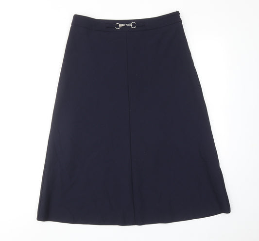 Viyella Womens Blue Polyester A-Line Skirt Size 8 Zip