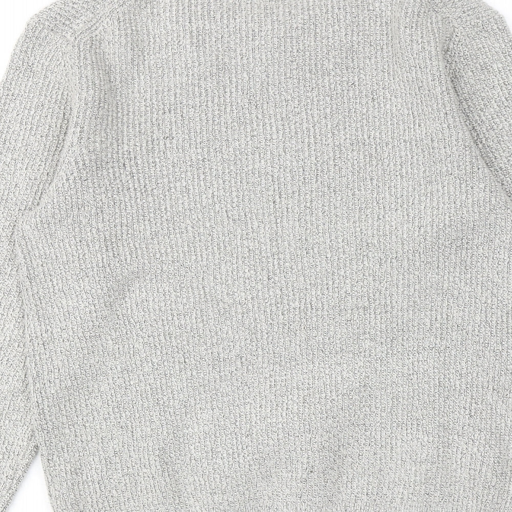 Marks and Spencer Mens Grey Round Neck Polyamide Pullover Jumper Size S Long Sleeve
