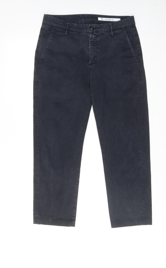 Departments Mens Blue Cotton Trousers Size 30 in Regular Zip