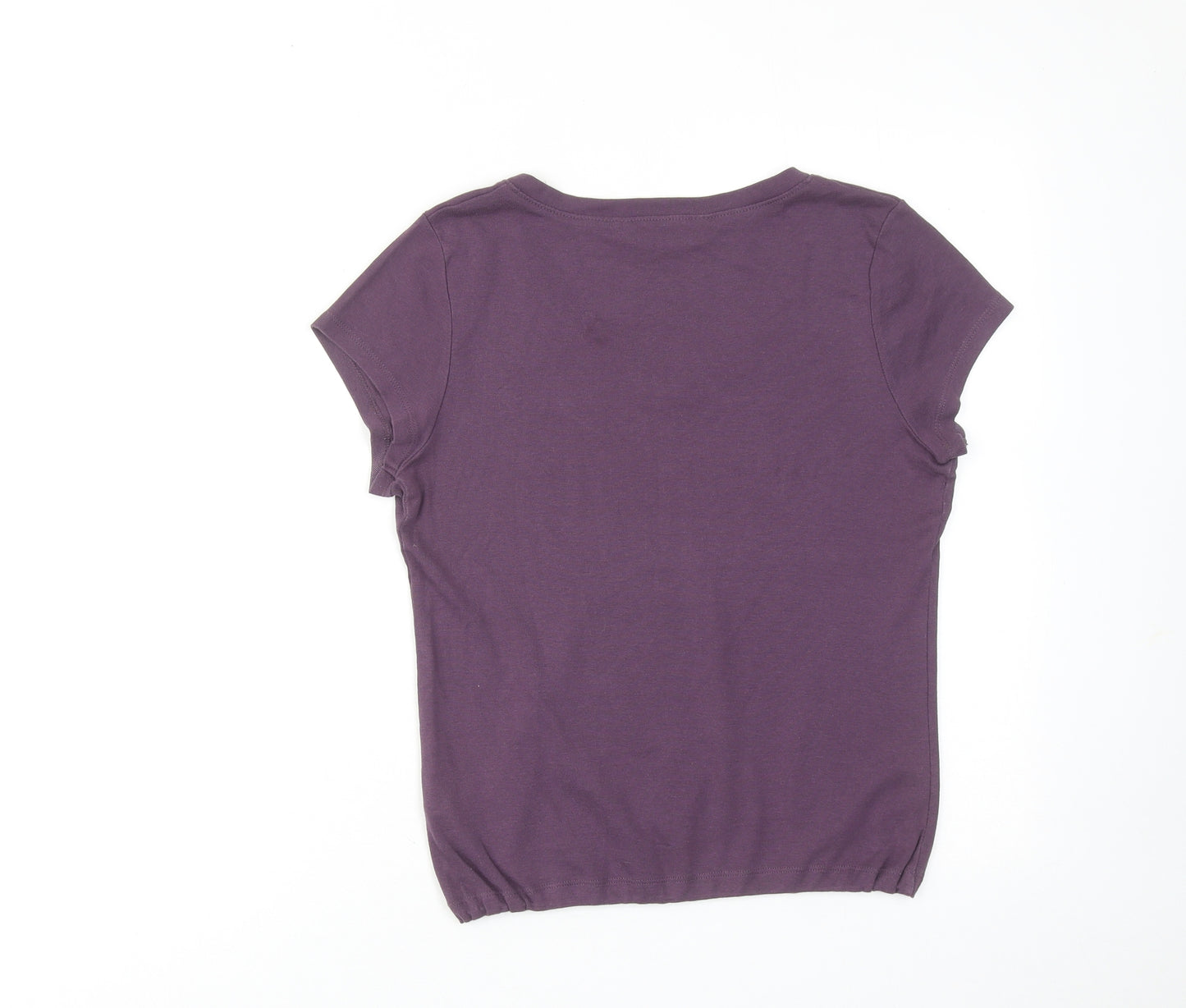 BHS Womens Purple Cotton Basic T-Shirt Size 14 V-Neck