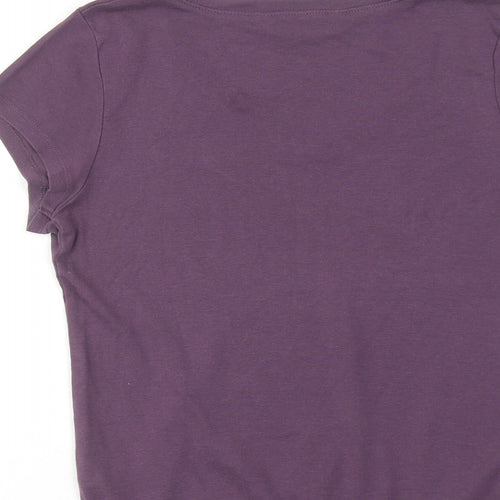 BHS Womens Purple Cotton Basic T-Shirt Size 14 V-Neck