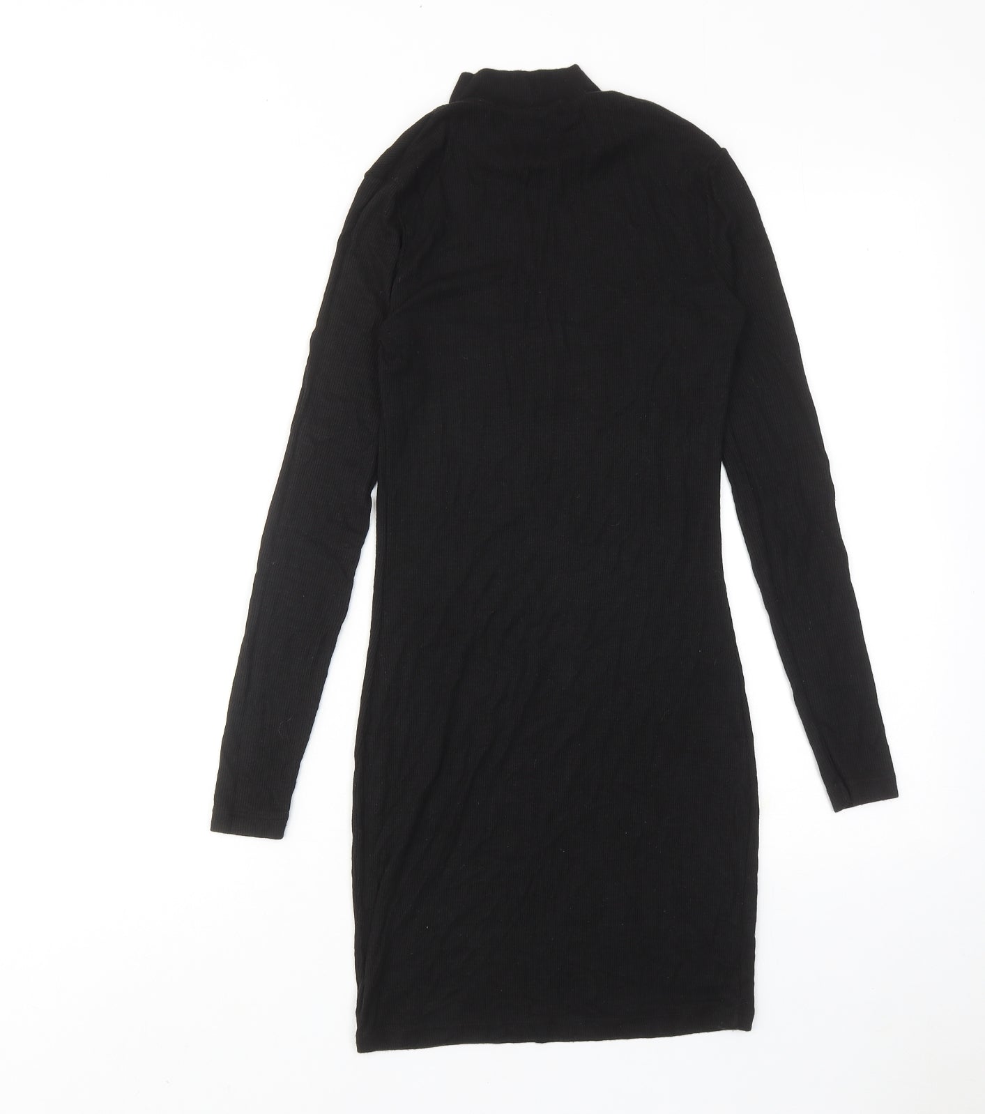 American Apparel Womens Black Viscose Jumper Dress Size S Mock Neck Pullover