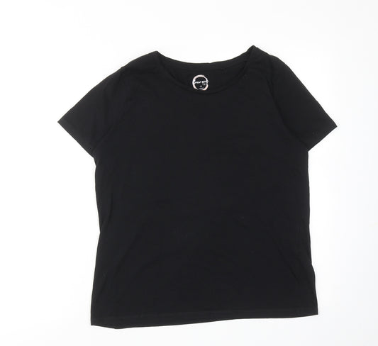 NEXT Womens Black Cotton Basic T-Shirt Size 12 Boat Neck