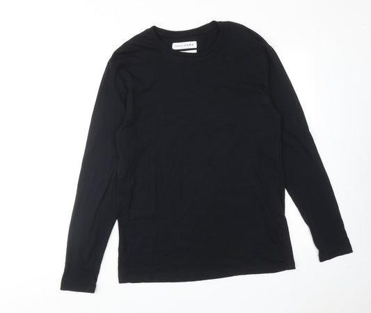 Zara Mens Black Cotton T-Shirt Size L Round Neck