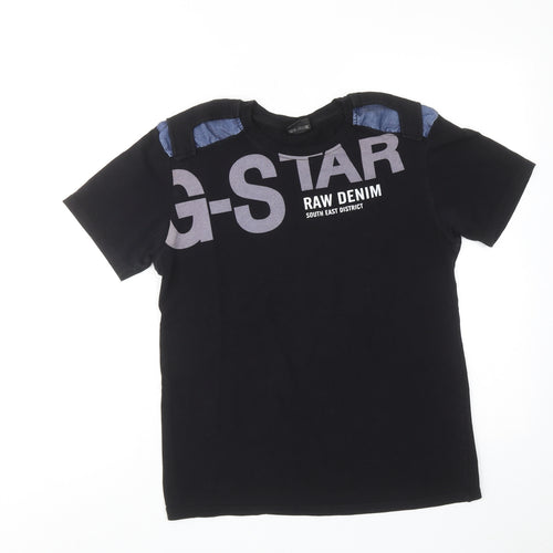 G-Star Mens Black Cotton T-Shirt Size S Round Neck