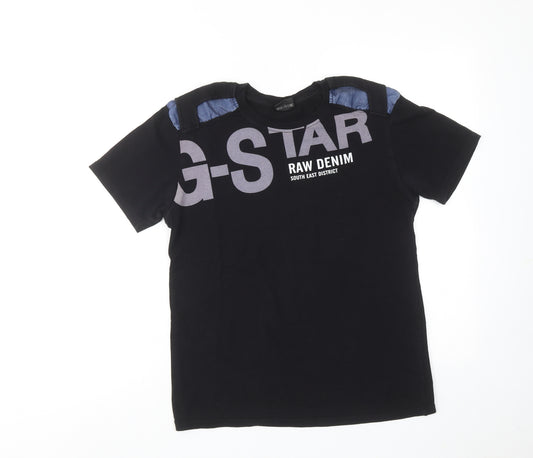 G-Star Mens Black Cotton T-Shirt Size S Round Neck