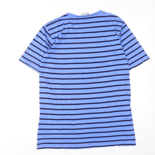 Tom Franks Mens Blue Striped Cotton T-Shirt Size M V-Neck