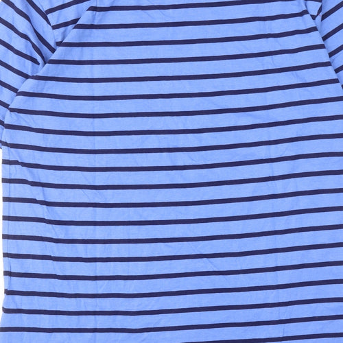 Tom Franks Mens Blue Striped Cotton T-Shirt Size M V-Neck