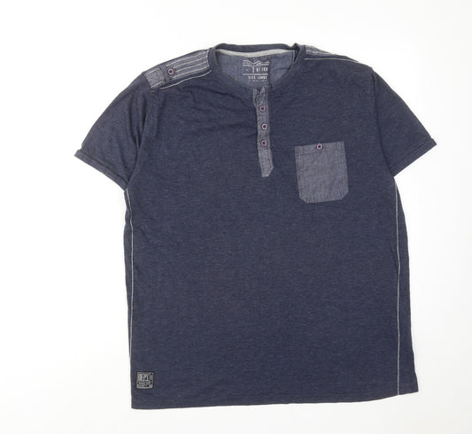 Blue Inc Mens Blue Cotton T-Shirt Size L Round Neck