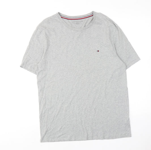 Tommy Hilfiger Mens Grey Cotton T-Shirt Size L Round Neck