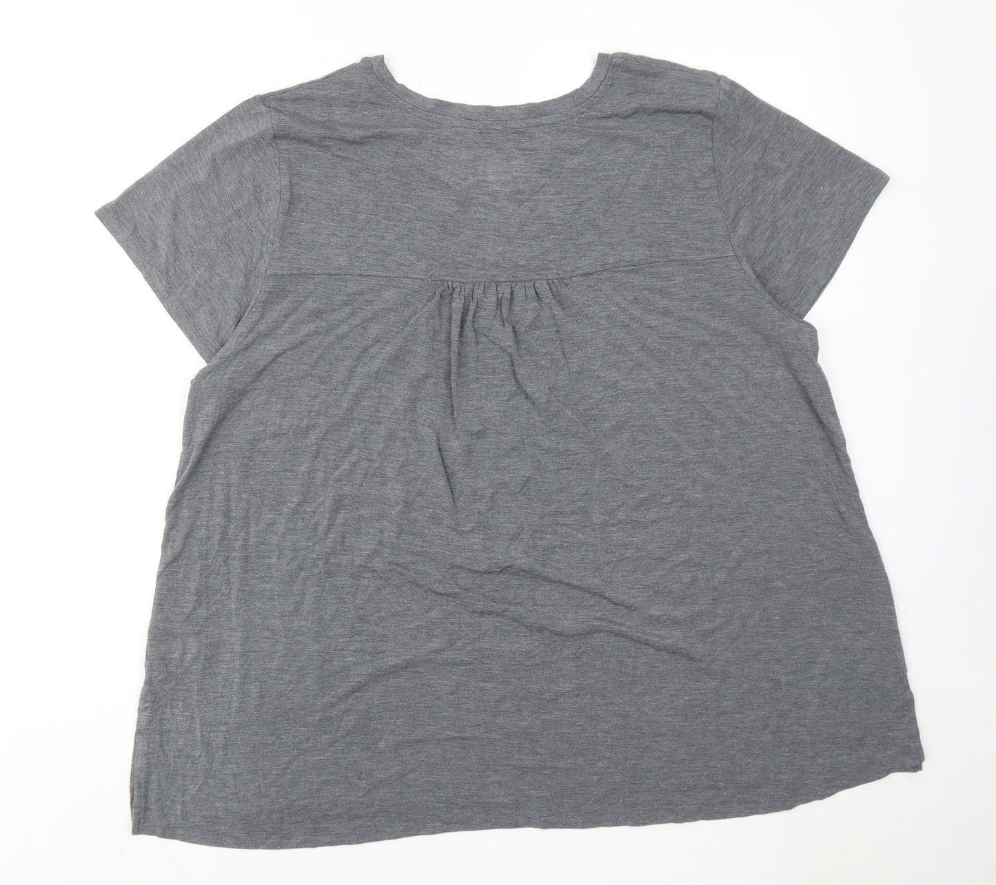 Cuddl Duds Womens Grey Modal Basic T-Shirt Size 3XL Round Neck