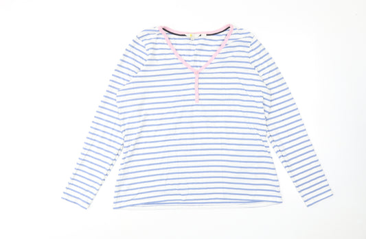 Boden Womens Blue Striped Cotton Basic T-Shirt Size 20 V-Neck