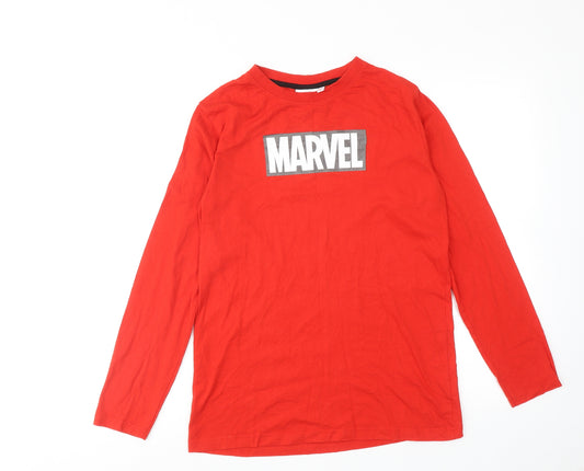 Marvel Boys Red Cotton Basic T-Shirt Size 14-15 Years Round Neck Pullover - Marvel