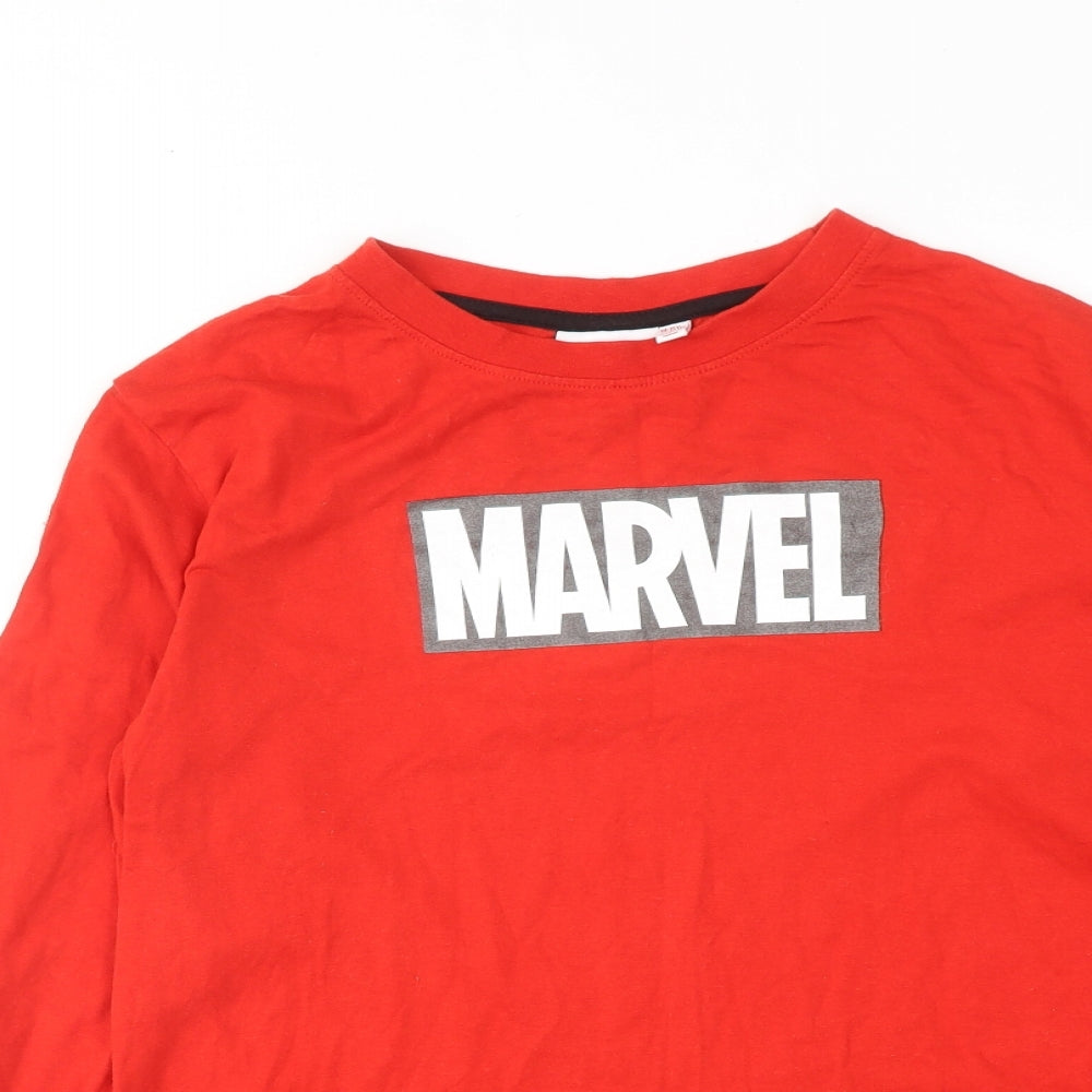 Marvel Boys Red Cotton Basic T-Shirt Size 14-15 Years Round Neck Pullover - Marvel