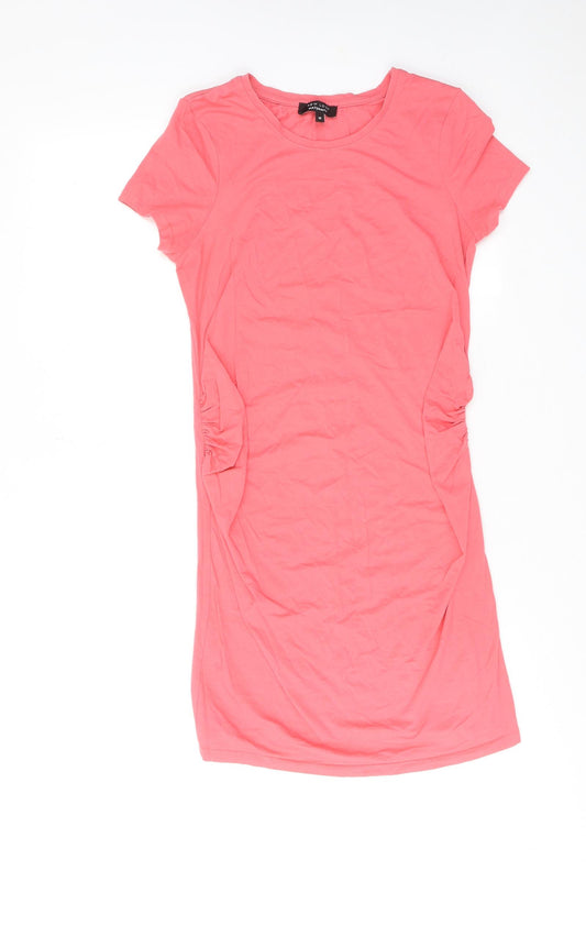 New Look Womens Pink Cotton T-Shirt Dress Size 10 Round Neck Pullover