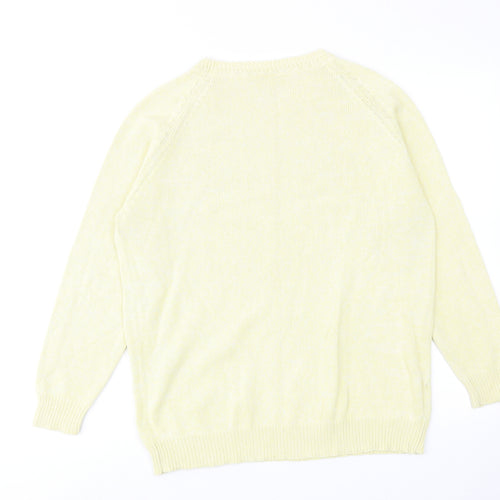 Joie De Vivre Womens Yellow Round Neck Cotton Pullover Jumper Size M