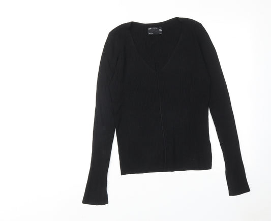 ASOS Womens Black V-Neck Viscose Pullover Jumper Size 12