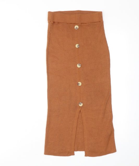 Marks and Spencer Womens Brown Acrylic Bandage Skirt Size 6