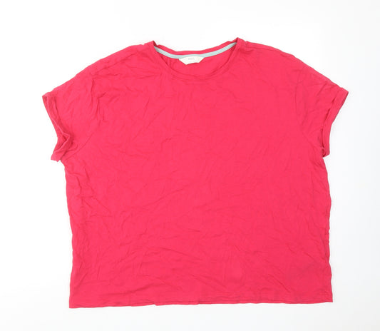 Marks and Spencer Womens Pink Cotton Basic T-Shirt Size XL Crew Neck