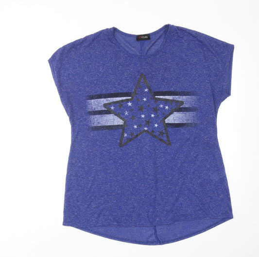 Yours Womens Blue Polyester Basic T-Shirt Size 18 Crew Neck - Stars