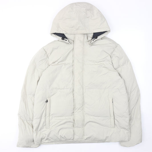 Marks and Spencer Mens Beige Puffer Jacket Jacket Size L Zip