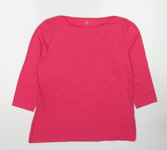 Marks and Spencer Womens Pink Cotton Basic T-Shirt Size 16 Round Neck