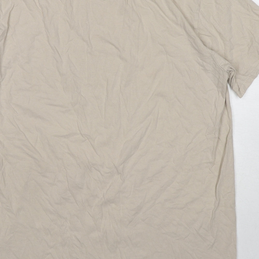 PRETTYLITTLETHING Womens Beige Cotton Basic T-Shirt Size M Round Neck - Unisex