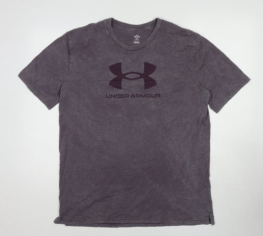Under armour Mens Purple Cotton T-Shirt Size L Round Neck