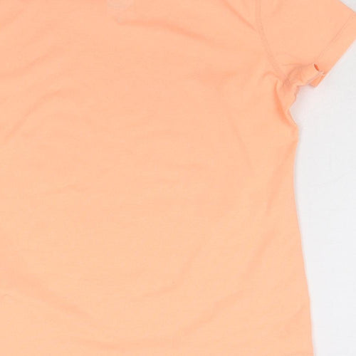 Nike Girls Orange Cotton Basic T-Shirt Size 8-9 Years V-Neck Pullover - Age 8-10
