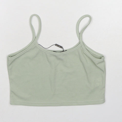 I SAW IT FIRST Womens Green Polyester Cropped Tank Size 10 Round Neck