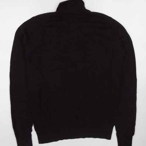 Uniqlo Mens Brown Collared Polyester Henley Jumper Size M Long Sleeve