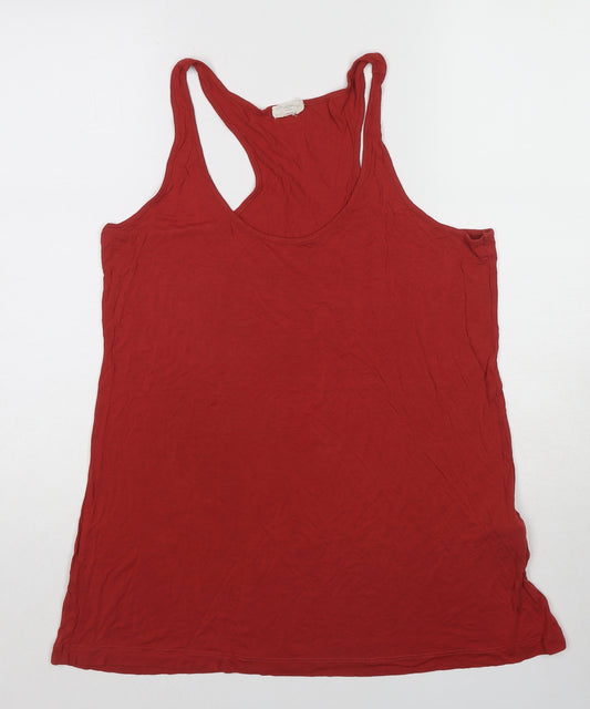 New Look Womens Red Viscose Basic Tank Size 16 Round Neck