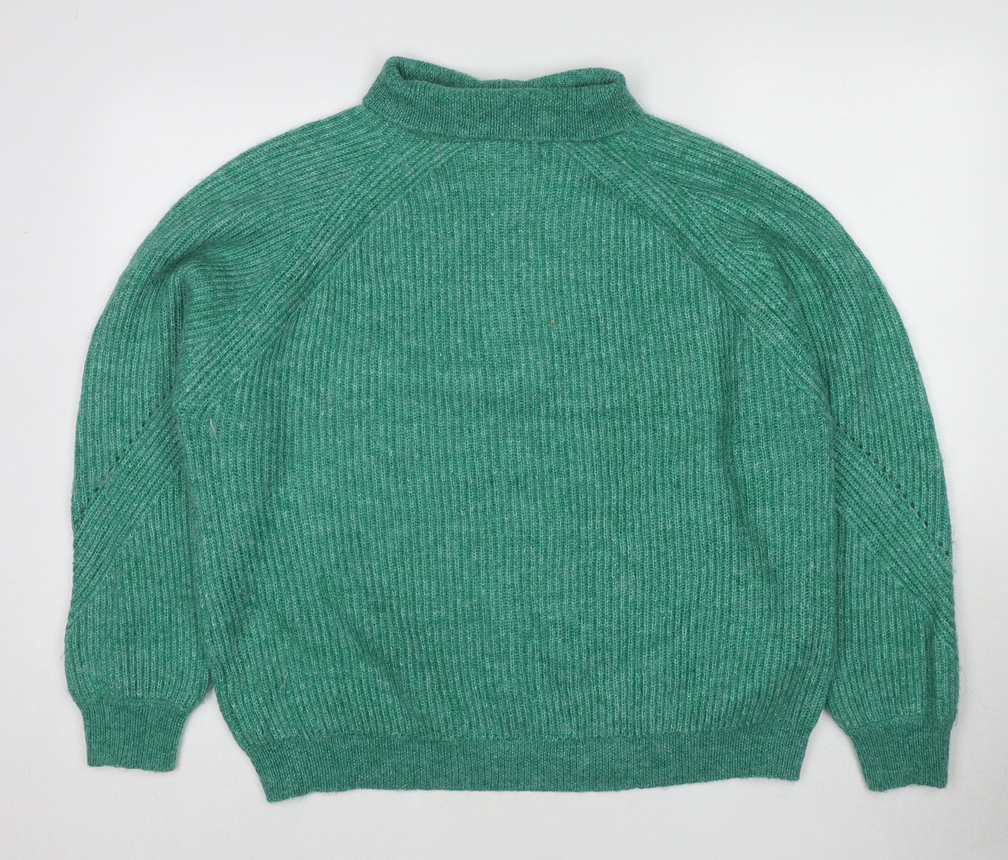 Marks and Spencer Womens Green High Neck Acrylic Pullover Jumper Size XL - Quater-Zip