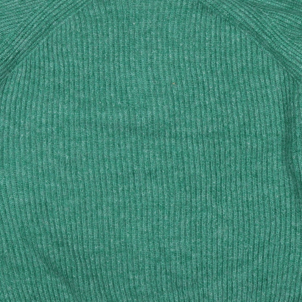 Marks and Spencer Womens Green High Neck Acrylic Pullover Jumper Size XL - Quater-Zip