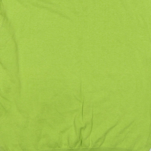 Crosshatch Mens Green V-Neck Cotton Pullover Jumper Size L Long Sleeve