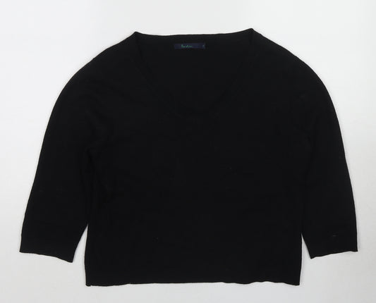 Boden Womens Black Roll Neck Silk Pullover Jumper Size 14