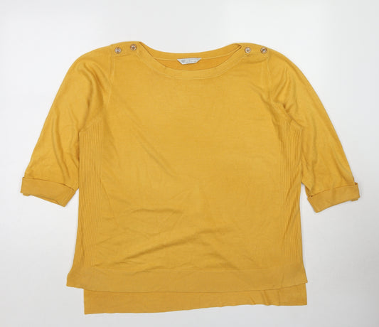 BHS Womens Yellow Round Neck Acrylic Pullover Jumper Size 20