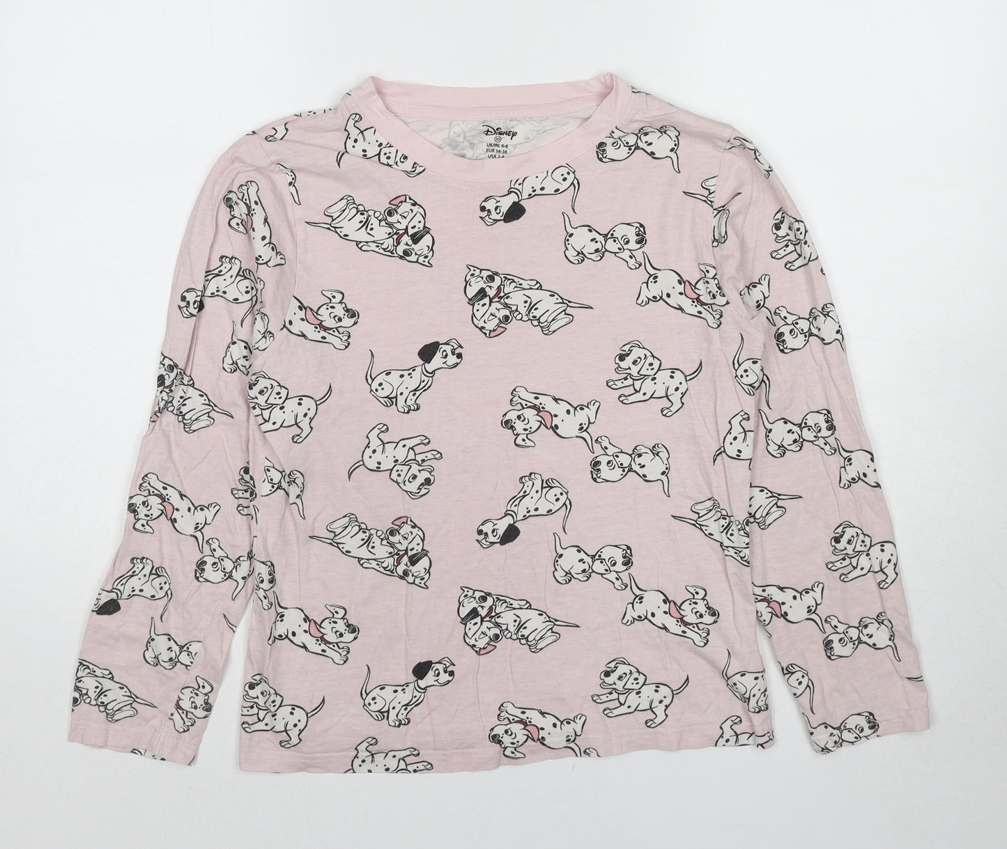 Disney Womens Pink Geometric Cotton Basic T-Shirt Size 6 Crew Neck - 101 Dalmatians