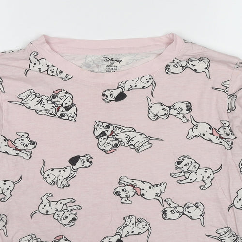 Disney Womens Pink Geometric Cotton Basic T-Shirt Size 6 Crew Neck - 101 Dalmatians